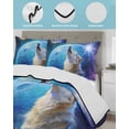 thumbnail image 4 of Quilts Twin Size Bedding Set, Abstract Art Wolfs Lightweight Quilted Comforter, Blue Moon Forest Black Soft Reversible Bedspread Coverlet with Pillow Covers for All Season, 68" x 86", 4 of 7