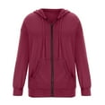 thumbnail image 4 of Pocket Long Sleeve Hooded Threaded Sweater Ladies Zipper Top, 4 of 4