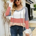 thumbnail image 2 of Women's Sport Lightweight Knit Hoodies Casual Drawstring Color Block Sweaters Loose Tunics Pullover Tops Sweatshirts, 2 of 3