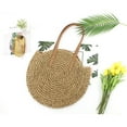 thumbnail image 4 of Odeerbi Tote Bag for Women New Retro Mori Round Straw Bag Woman Summer Bag Beach Bag Leisure Shoulder Bag Coffee, 4 of 5