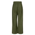 thumbnail image 6 of Women'S Corduroy Wide Leg Pants with Patch Pockets Casual Slim Fit Elastic Waist Trousers Green S, 6 of 8