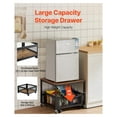 thumbnail image 3 of Mini Fridge Stand with Storage, 198lbs Capacity, Movable Cart & Wheels - Beverage Refrigerator Table for Dorm, Kitchen, Office - Light Brown Mini Fridge Organizer, 3 of 9