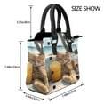 thumbnail image 2 of Lsque Relaxing Cat With Orange Juice Pattern Leather Rivet Shoulder Bag – Elegant Genuine Leather & Microfiber PU Crossbody with Detachable Adjustable Strap, 2 of 5