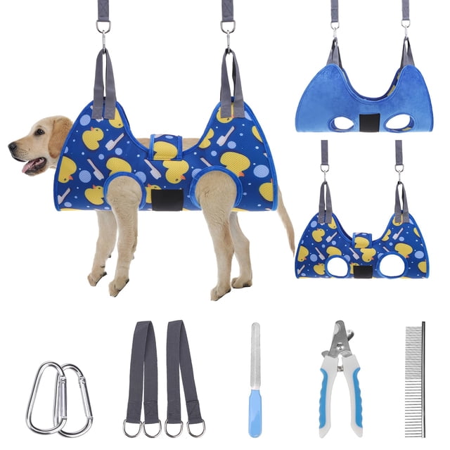 Arnés Hamaca para Aseo de Perros PAWCHIE para Perros y Gatos Azul Marino