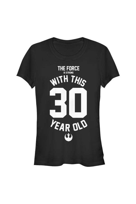 Junior's Star Wars Force Is Strong With This 30 Year Old Rebel Logo  Graphic Tee Black Large