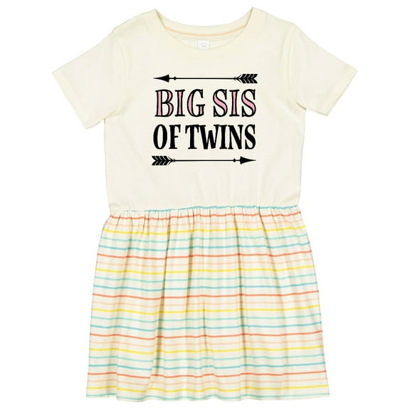 Inktastic Big Sis of Twins Sister Announcement Girls Toddler Dress