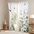 thumbnail image 3 of jejeloiu Rustic Plant Flowers Black Out Curtains,White Green Curtains Pack of 2 (42x63 Each) For Girls Kids, 3 of 6
