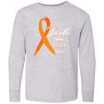 thumbnail image 3 of Inktastic Faith over Fear Leukemia Awareness with Orange Ribbon Long Sleeve Youth T-Shirt, 3 of 5