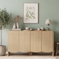 thumbnail image 4 of YDN Modern Fluted Buffet Sideboard Cabinet - Wooden 58" Accent Sideboard Buffet Cabinet with Storage, Credenza Sideboard Storage Cabinet W/4 Doors & Shelves for Kitchen Living Room Entryway,Nature, 4 of 7