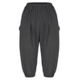 thumbnail image 3 of Frontwalk Casual Linen Capris Pants for Women Plain Crop Pants with Pockets Dark Gray M, 3 of 7