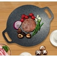 thumbnail image 4 of Beautynvta Korean BBQ Grill Pan, Nonstick Cooking Griddle Pan, Medical Stone Cast Iron Griddle for Indoor and Outdoor Stovetop Use, Rapid Heat Up, 9.45 In, 4 of 9
