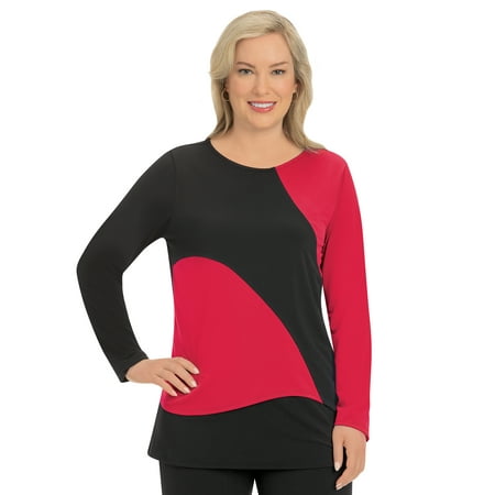 

Collections Etc Double-Tiered Color Blocked Long Sleeve Tunic