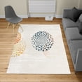 thumbnail image 2 of Abstract Turkish Area Rug, Modern and Cool Design Surreal Dots Like and Circled Design Art, Soft Carpet for Living Room Decor with Distressed Look, 6.6' X 9.6', Petrol Blue, by Ambesonne, 2 of 4