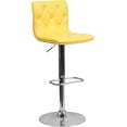 thumbnail image 3 of Button Tufted Yellow Vinyl Adjustable Height Barstool, 3 of 7