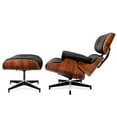 Mid Century Top Grain Leather Chaise Lounge Chair with Ottoman, Comfy
