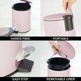 thumbnail image 3 of mDesign Round Metal 1.3 Gallon Step Trash Can, Lid, Removable Liner, Matte Blush, 3 of 6