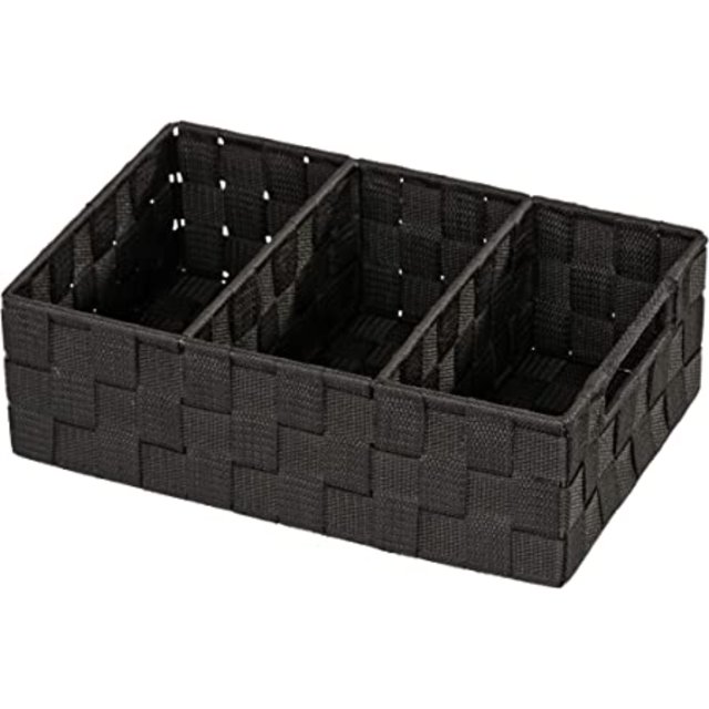 Dsseng 3 Grid Woven Storage Baskets Set Decorative Hand Woven Baskets for Storage Water Hyacinth Storage Baskets for Pantry Shelf Closet