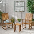thumbnail image 2 of Verna Outdoor 2 Seater Acacia Wood Rocking Chairs and Side Table Set, Teak, 2 of 15