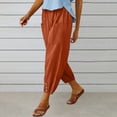 thumbnail image 5 of Cotton Pants for Women Palazzo Wide Leg Drawstring Elastic Waist Casual Linen Trousers with Pockets, 5 of 5