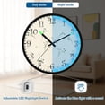 thumbnail image 5 of Voice Activated Clock with Glow Light 12 Inch Large Silent Wall Clock Battery Operated for Home Decor White Dandelion, 5 of 8