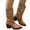 Brown, variant on Rokment Women's Winter Fall Wide Calf Cowboy Boots Thanksgiving Day Christmas Leather Chunky Mid Heel Western Cowgirl Dress Tall Boots