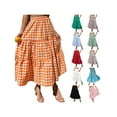 thumbnail image 5 of FOCUSNORM Women Tiered Skirt Ruffle Maxi Skirt High Waisted Flowy Boho Skirt Vintage Beach Long Hippie Skirt, 5 of 5