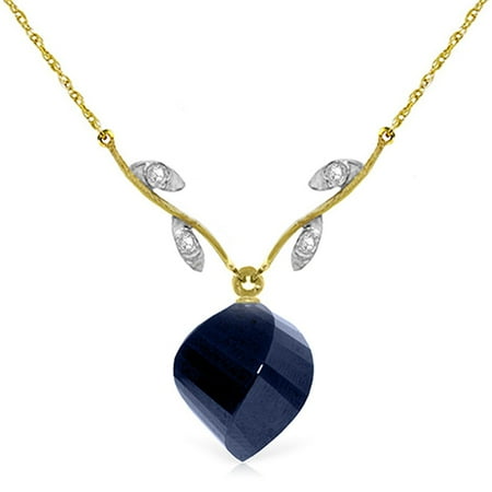 ALARRI 15.27 Carat 14K Solid Gold Never Lonely Sapphire Diamond Necklace with 22 Inch Chain Length.