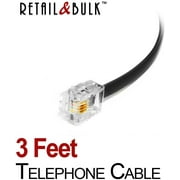3 Feet Telephone Cable, RJ11 Male to Male 6P4C Phone Line Cord (36 inch, Black)
