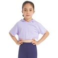 thumbnail image 5 of Hansber Kids Girls Short Sleeve Hooded Crop Top Solid Color Short Hooded Sweatshirt Stage Performance Lavender 16, 5 of 7