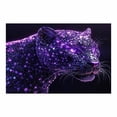 thumbnail image 2 of Mudket Framed Purple Glitter Crystal Leopard Canvas Wall Art, Glam Leopard Print Wall Decor for Women Bedroom, Trendy Animal Wall Art, Ready to Hang - 12"L x 8"W, 2 of 10