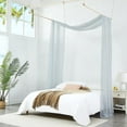 thumbnail image 3 of WARM HOME DESIGNS Set of 2 White & S Green Twin Canopy Bed Curtains in 55 x 144 Inch Size. BE White & Silver 144, 3 of 3