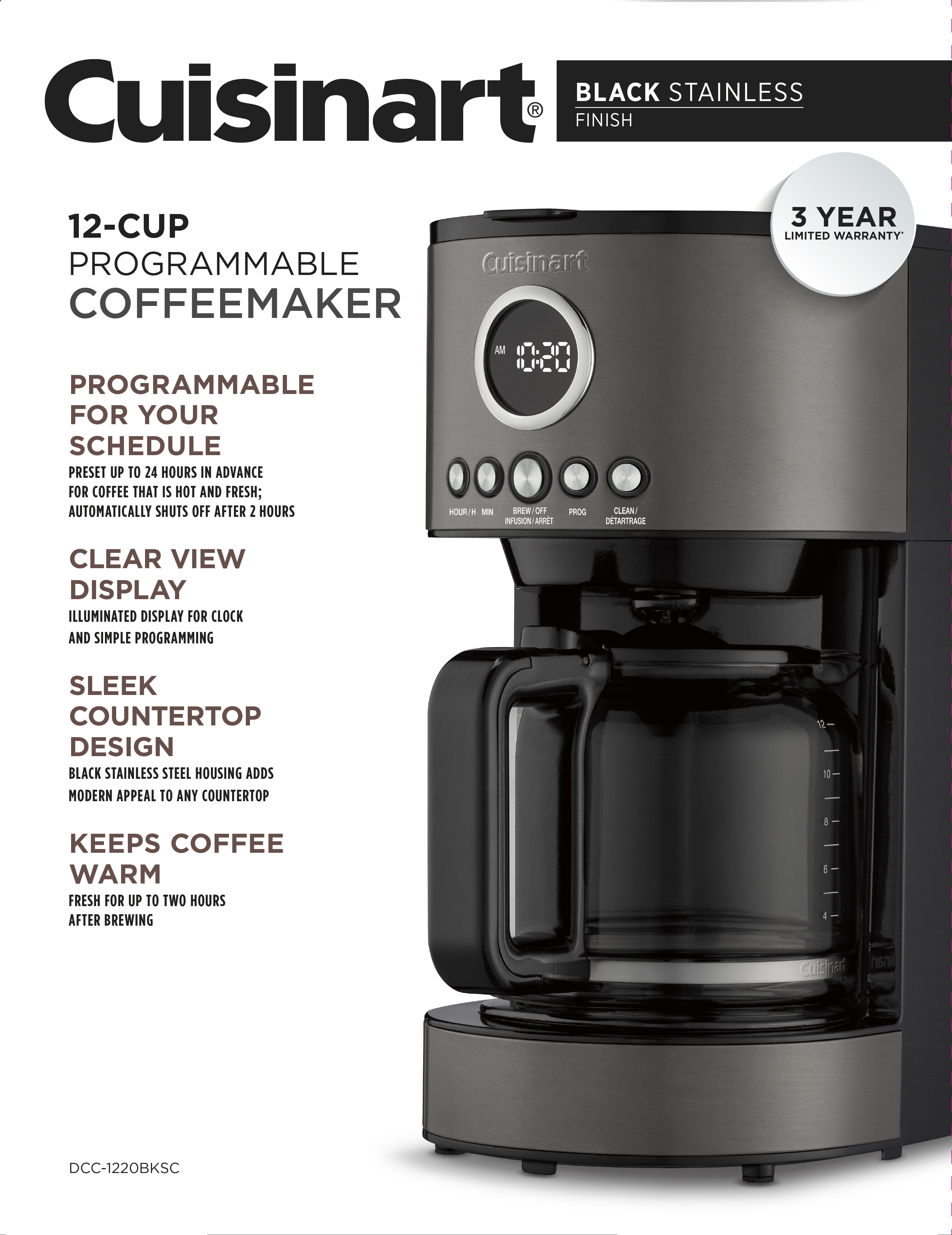 Cuisinart 12-Cup Programmable Coffeemaker – Black Stainless Finish, 12 Cup Programmable Coffee Maker