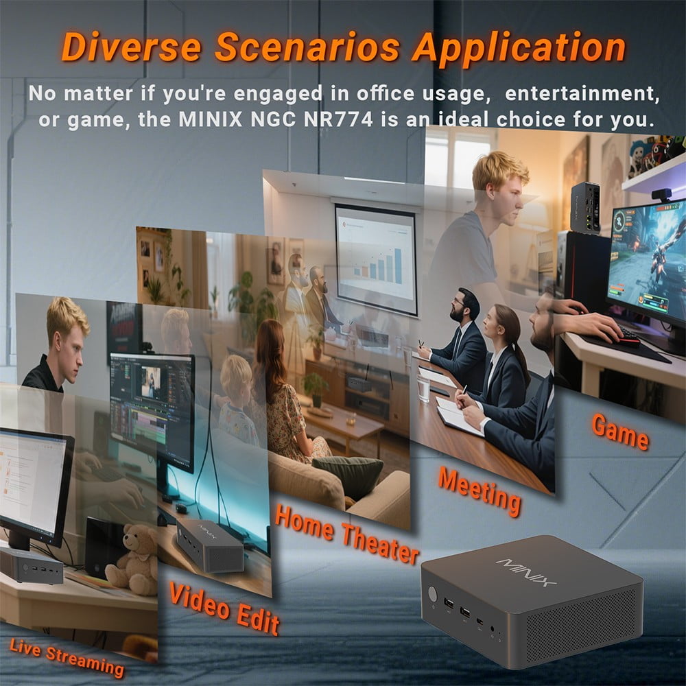 MINIX NGC NR774 Mini PC with 32GB RAM/1TB SSD, Powered by AMD Ryzen™ 7 8745HS Processor，Black