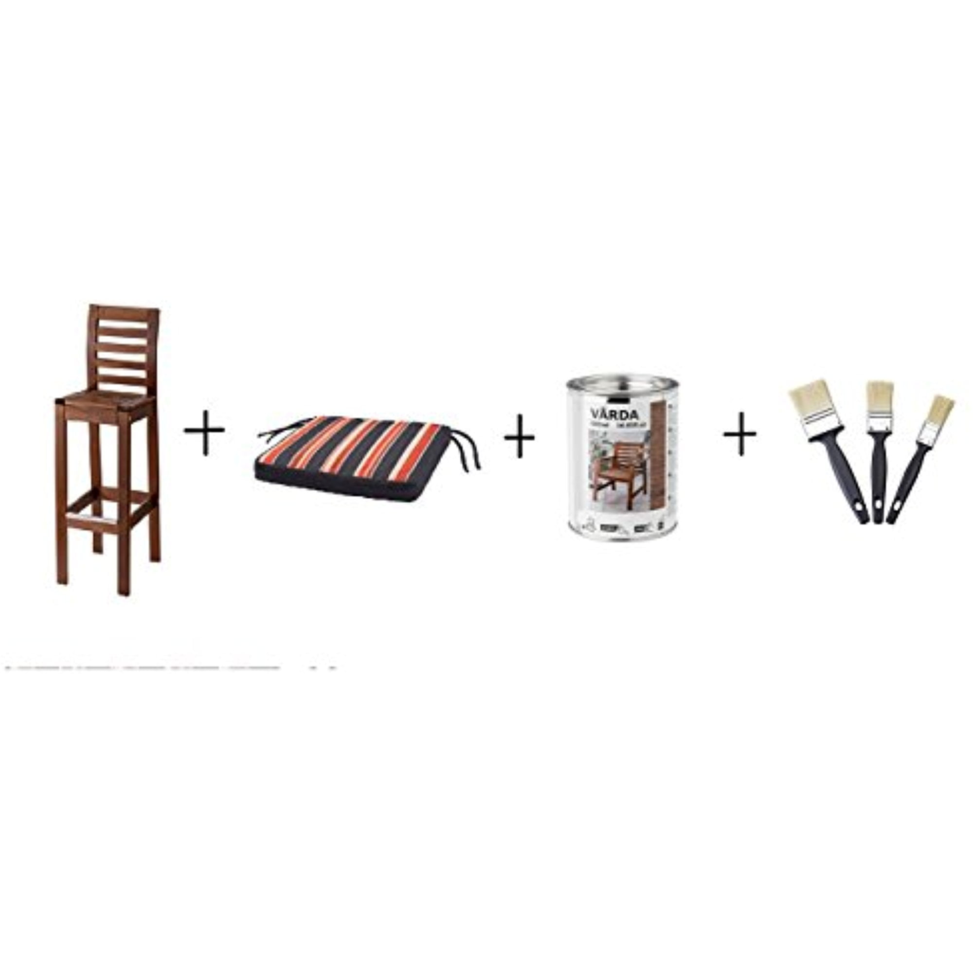 Ikea Bar stool with backrest(without cushion), outdoor, brown stained