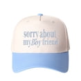thumbnail image 3 of Sorry about my Boyfriend Letter Embroidered Color Block Trucker Hat Unisex Adjustable Cotton Breathable Fashion Cap for Travel Daily Wear, 3 of 10