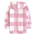 thumbnail image 4 of gbyLJF Men's Plaid Fleece Jacket Long Sleeve Full Zip Sweatshirt Cardigan Casual Round Neck Drawstring Hooded Jackets with Pockets, 4 of 8