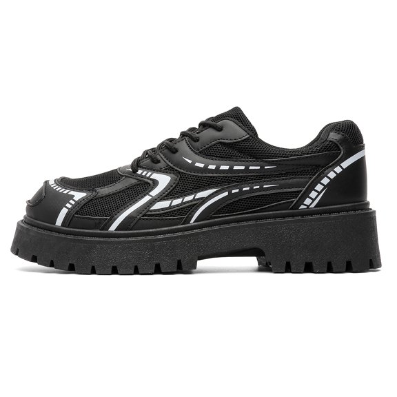 Men's Low Top Mesh Upper Chunky Sole Casual Shoes Lace Up Daily Walking Footwear