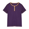thumbnail image 4 of SDNall Summer T-Shirts for Men Casual European and American Round Neck Color-Blocked Short-Sleeved T-Shirt Slim Sports Top (Purple,Sizes:S-3XL), 4 of 9
