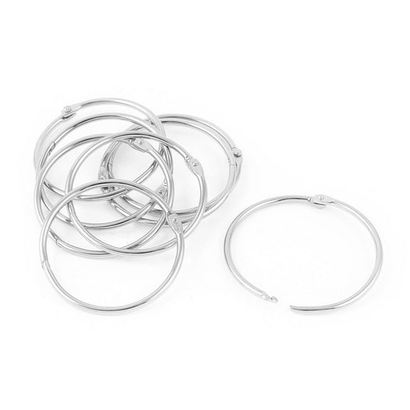 Unique Bargains 8pcs Metal Book Loose Leaf Binder Hinge Snap Key Rings 54x50mm