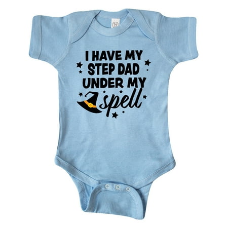 

Inktastic I Have My Step Dad Under My Spell with Cute Witch Hat Gift Baby Boy or Baby Girl Bodysuit