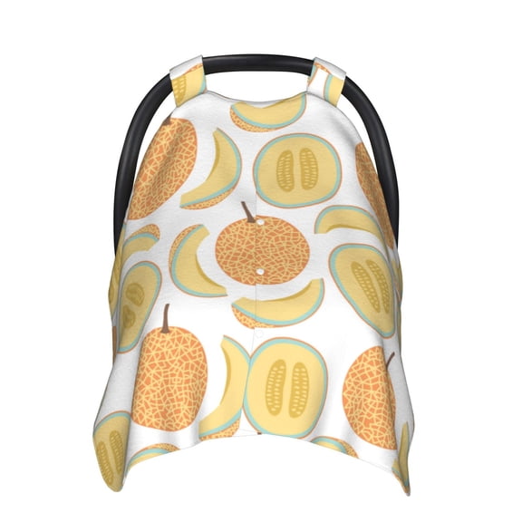 Car Seat Cover Baby - Cute Stripe Cantaloupe Breathable Infant Car Seat Cover for Baby Carseat, Lightweight Comfort Baby Essentials Must Haves Newborn Stuff for Girl Boy