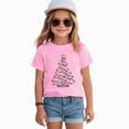 thumbnail image 2 of sdbrld Girls Christmas Shirt for Kids Crew Neck Short Sleeve Christmas‑themed Casual Holiday Tee Tops Pink Sizes 5-6 Years, 2 of 6