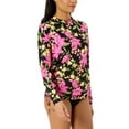 thumbnail image 2 of Hurley Women's UPF 50+ Long Sleeve Swim Sun Tee Shirt, Rashguard (Large Black (Pink Floral Hibiscus Garden)), 2 of 8