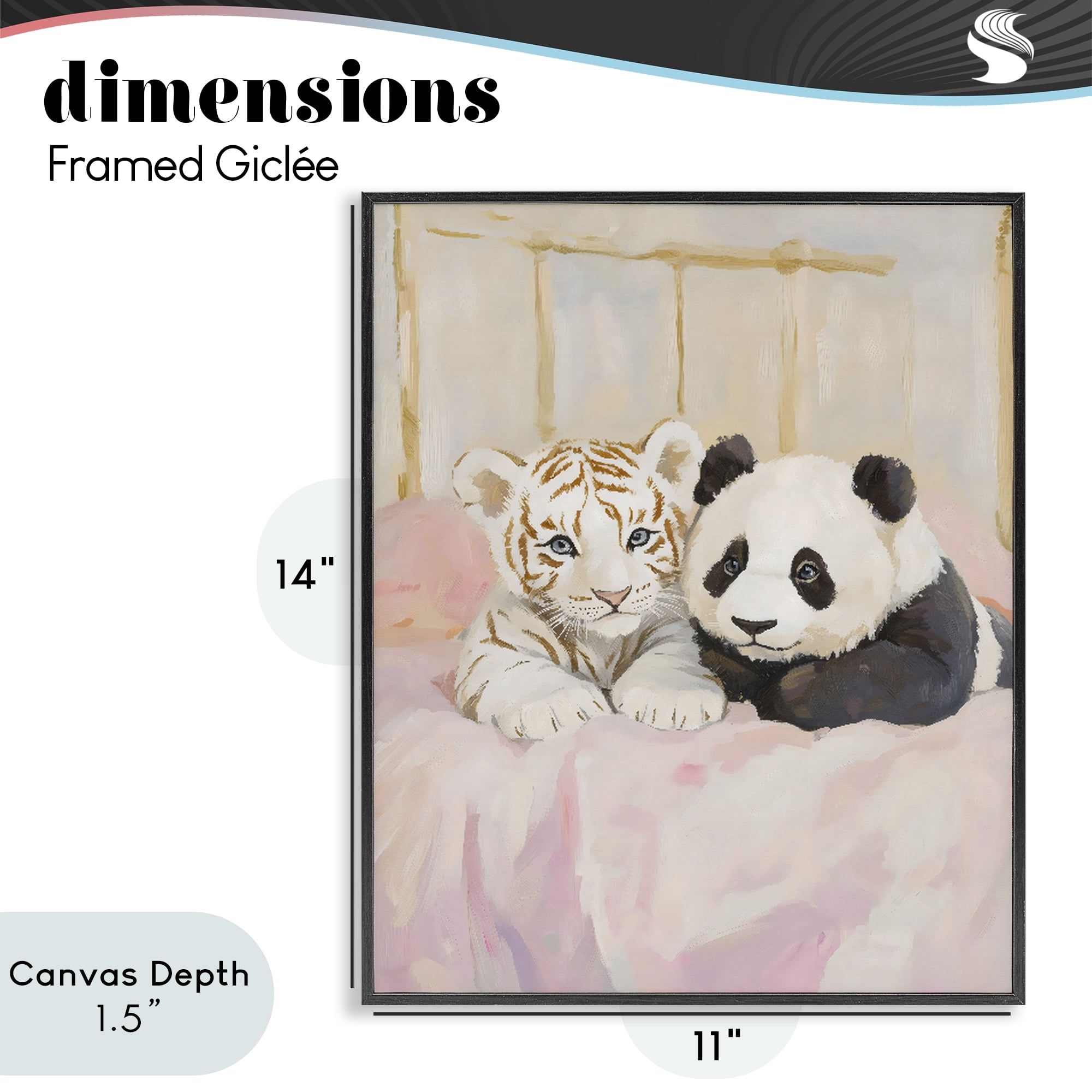 Stupell Industries Baby Panda & Tiger Cuddles Black Framed Giclee Art, design by The Prints Vibe
