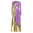 thumbnail image 3 of Nyeemya Women Liturgical Praise Dance Bodysuit Metallic Color Overlay Dress Wide-Leg Jumpsuit Choir Gown Lavender S, 3 of 6