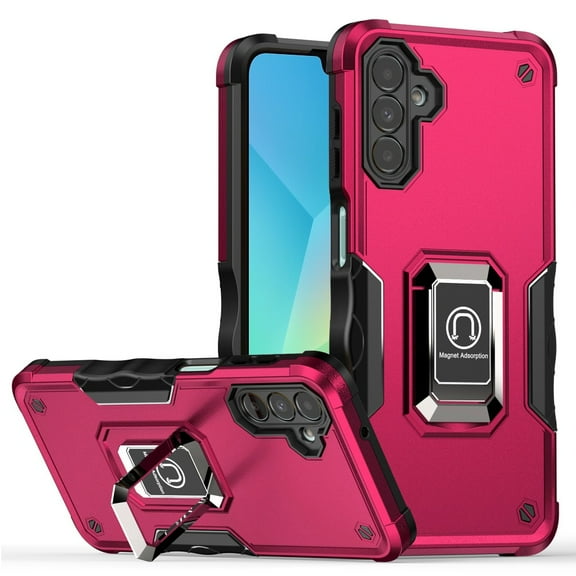 For Samsung Galaxy A16 5G Hybrid Stand Magnetic Ring Holder Kickstand Heavy Duty Rugged Drop Silicone & Hard PC Shockproof Cover, XPM Phone Case [Hot Pink]