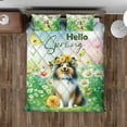 thumbnail image 4 of Shetland Sheepdog Hello Spring Time Flower Floral Nature Quilt Bedding Set Sheltie Dog Lover Gifts 1 Blanket Bed Cover 2 Pillowcases - 02031, 4 of 5