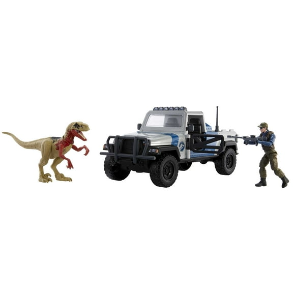 Jurassic World Search 'n Smash Truck Set with Atrociraptor Dino & Human Action Figure Toys