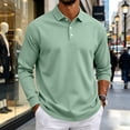 thumbnail image 5 of Men's Polo Shirt Long Sleeve Golf Shirts Quick Dry Lightweight 3-Button Performance Work Fishing Athletic Tops Mint Green XL, 5 of 5