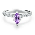 thumbnail image 3 of Gem Stone King 10K White Gold Purple Amethyst and Lab Grown Diamond Engagement Ring for Women | 0.61 Cttw | Marquise 8X4MM | Gemstone February Birthstone | Size 6, 3 of 6